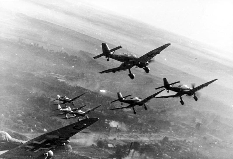 Junkers Ju 87 Stuka dive bombers — the Blitz symbol
